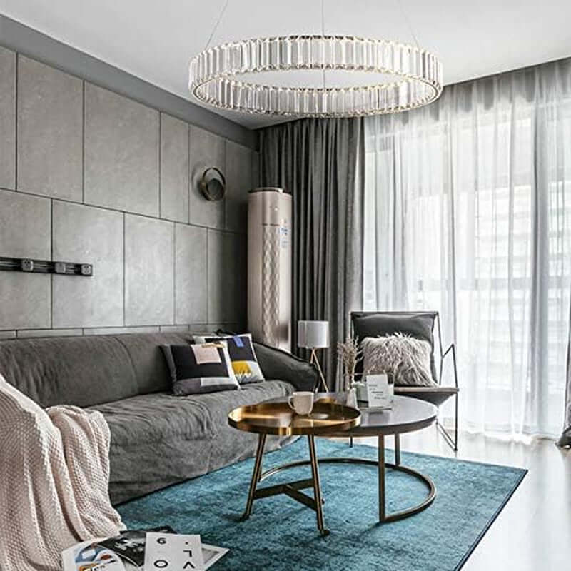 Stunning Modern Gold Crystal Chandelier - Dimmable 24" Round Pendant Light with Remote Control for Elegant Living Spaces