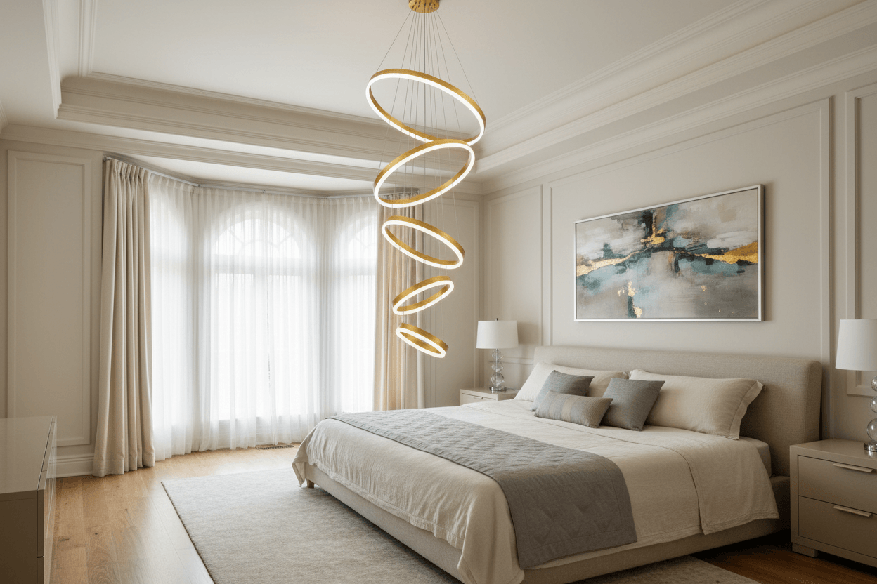 5-Ring Gold LED Chandelier