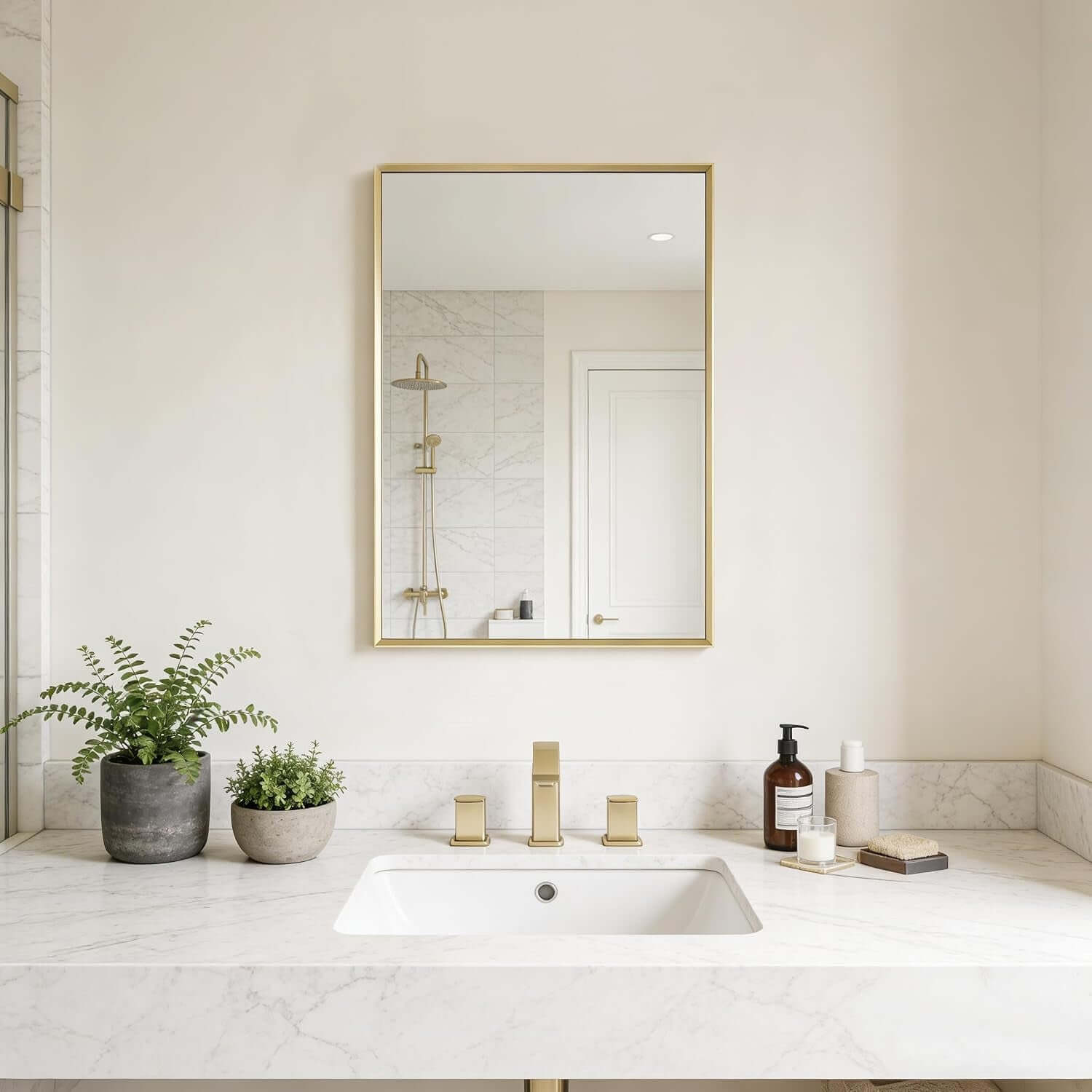 Brushed Gold Bathroom Mirror