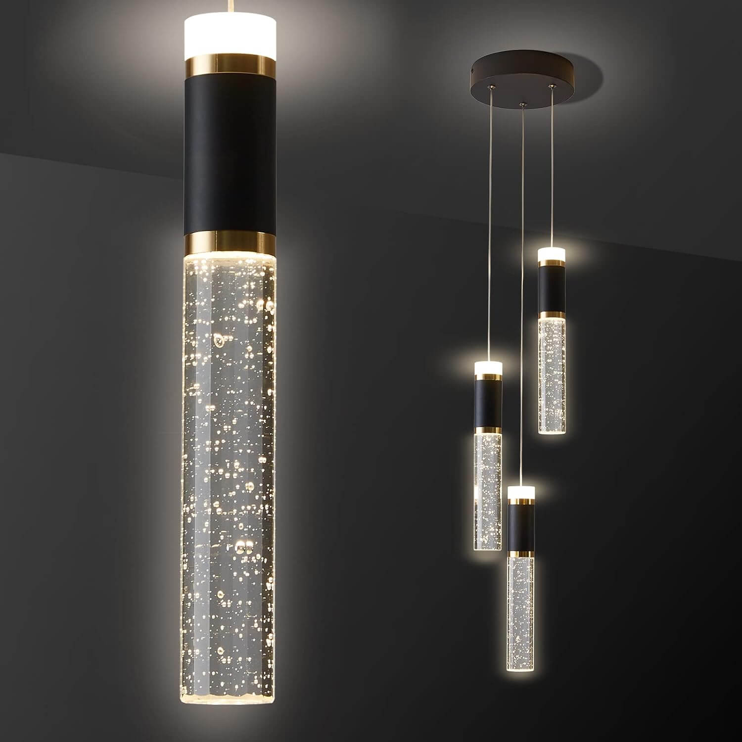 Elevate Your Space with Our 3-Light Adjustable LED Pendant Chandelier - Perfect for Kitchen, Dining Room, and More!
