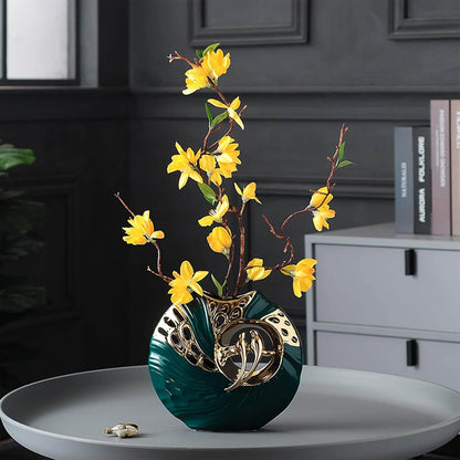Green Gold Ceramic Vase