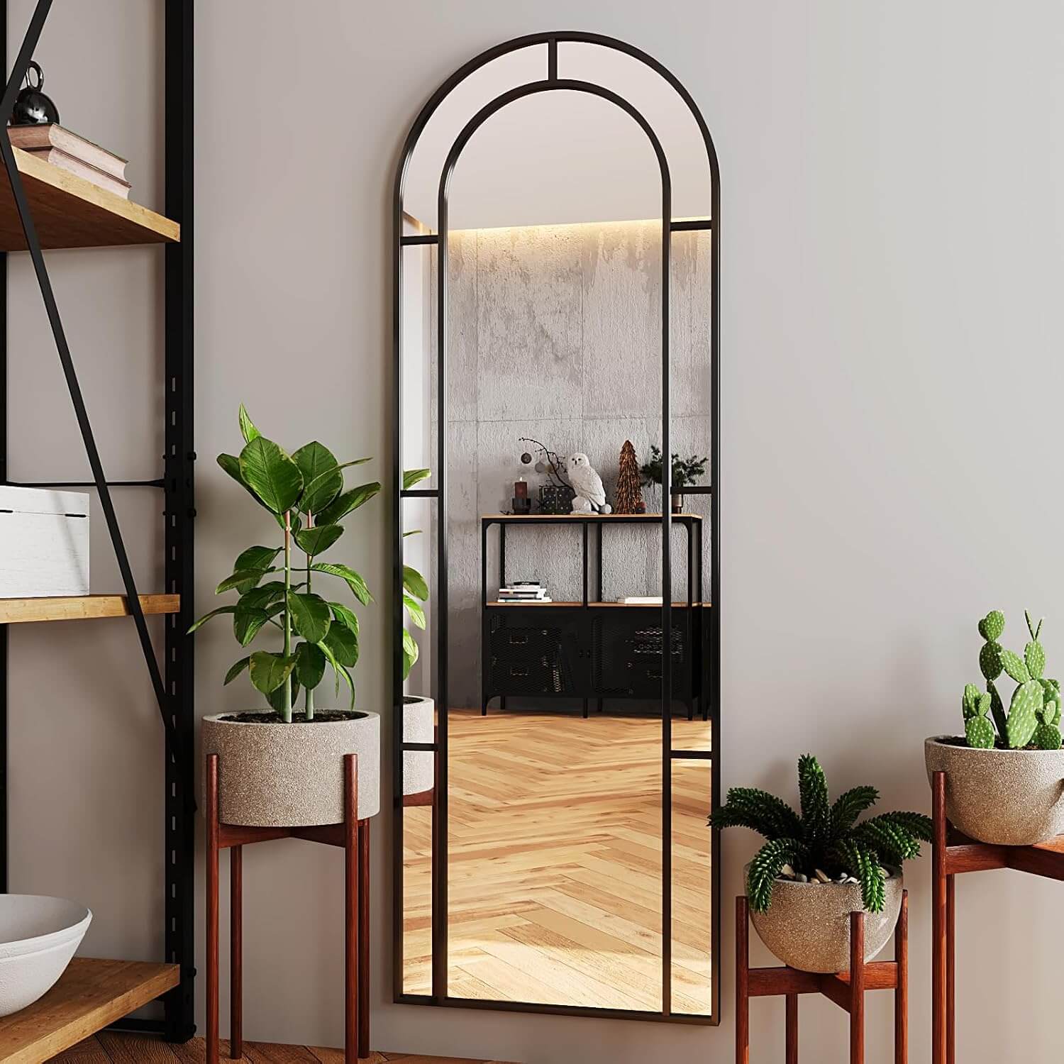 Black Arched Full-Length Mirror