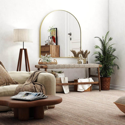 Stunning 31" x 32" Arched Gold Wall Mirror - Perfect for Bathroom, Bedroom, Living Room &amp; Entryway Decor