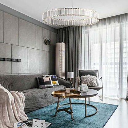 Stunning Modern Gold Crystal Chandelier - Dimmable 24" Round Pendant Light with Remote Control for Elegant Living Spaces