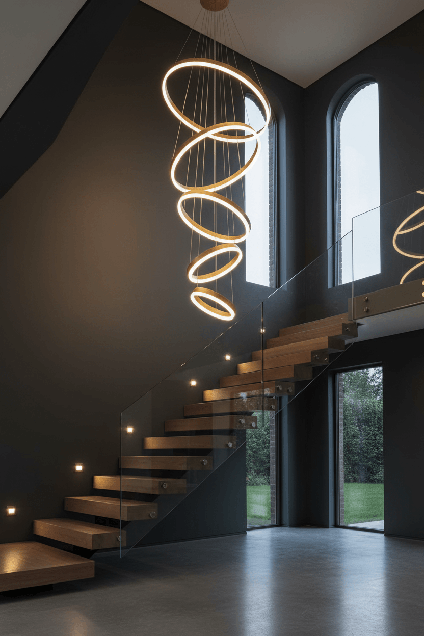 5-Ring Gold LED Chandelier