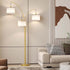 3 Lights Gold Arc Floor Lamps for Living Room, 78" Tall Standing Lamp with Hanging Drum Shade, Modern Arc Floor Lamps with Heavy Base, Mid Century Arched Tree Floor Lamp for Bedroom, Office