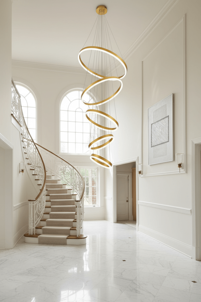 5-Ring Gold LED Chandelier