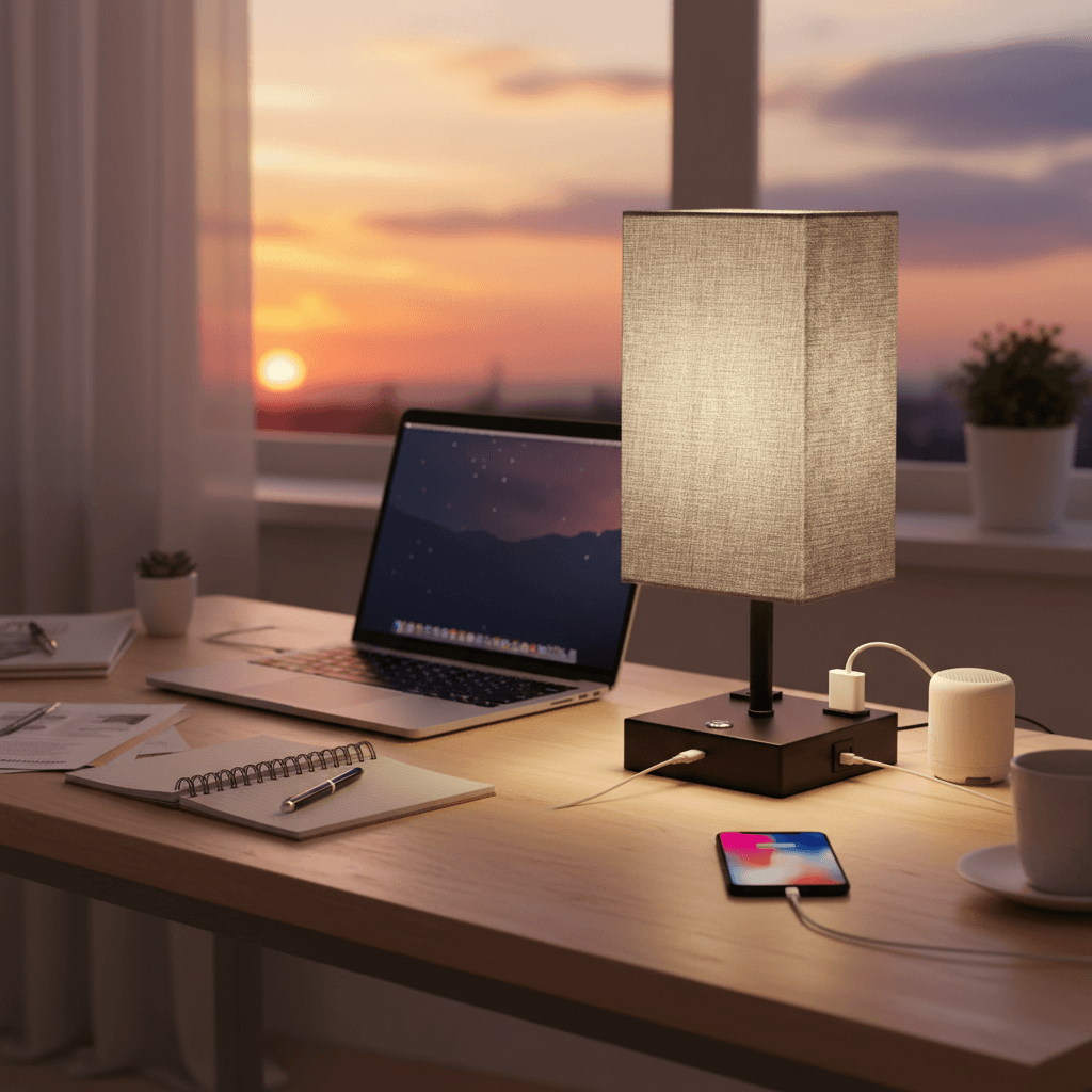 Fusaro Metal USB Table Lamp