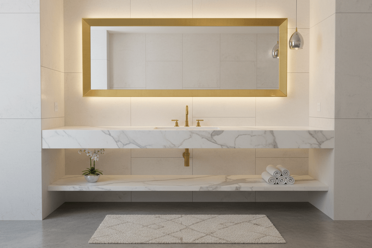Brushed Gold Bathroom Mirror