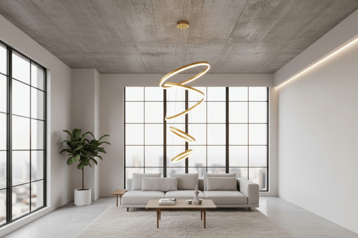 5-Ring Gold LED Chandelier
