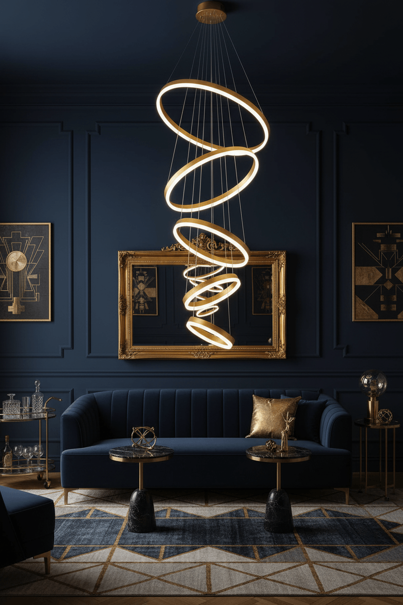 5-Ring Gold LED Chandelier
