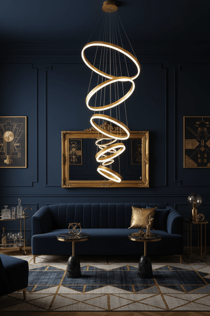 5-Ring Gold LED Chandelier