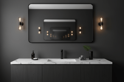 Black Metal Framed Bathroom Mirror