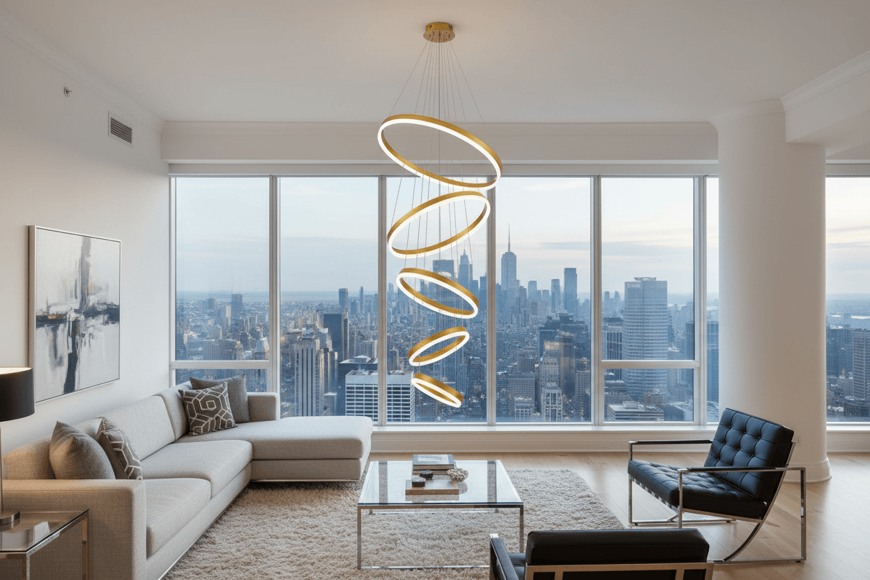 5-Ring Gold LED Chandelier